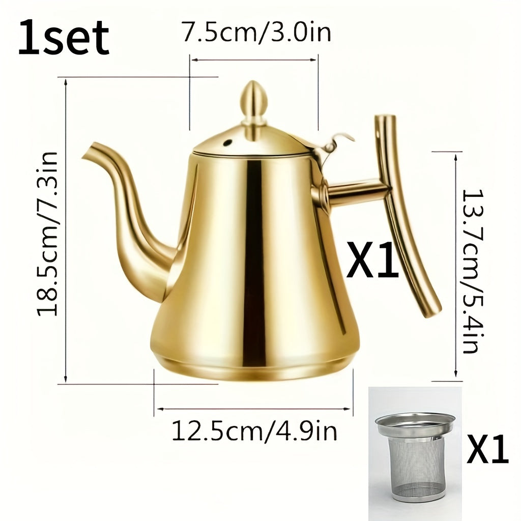 Versatile Tea and Coffee Set with Stainless Steel and Gold Teapots in Gift Box