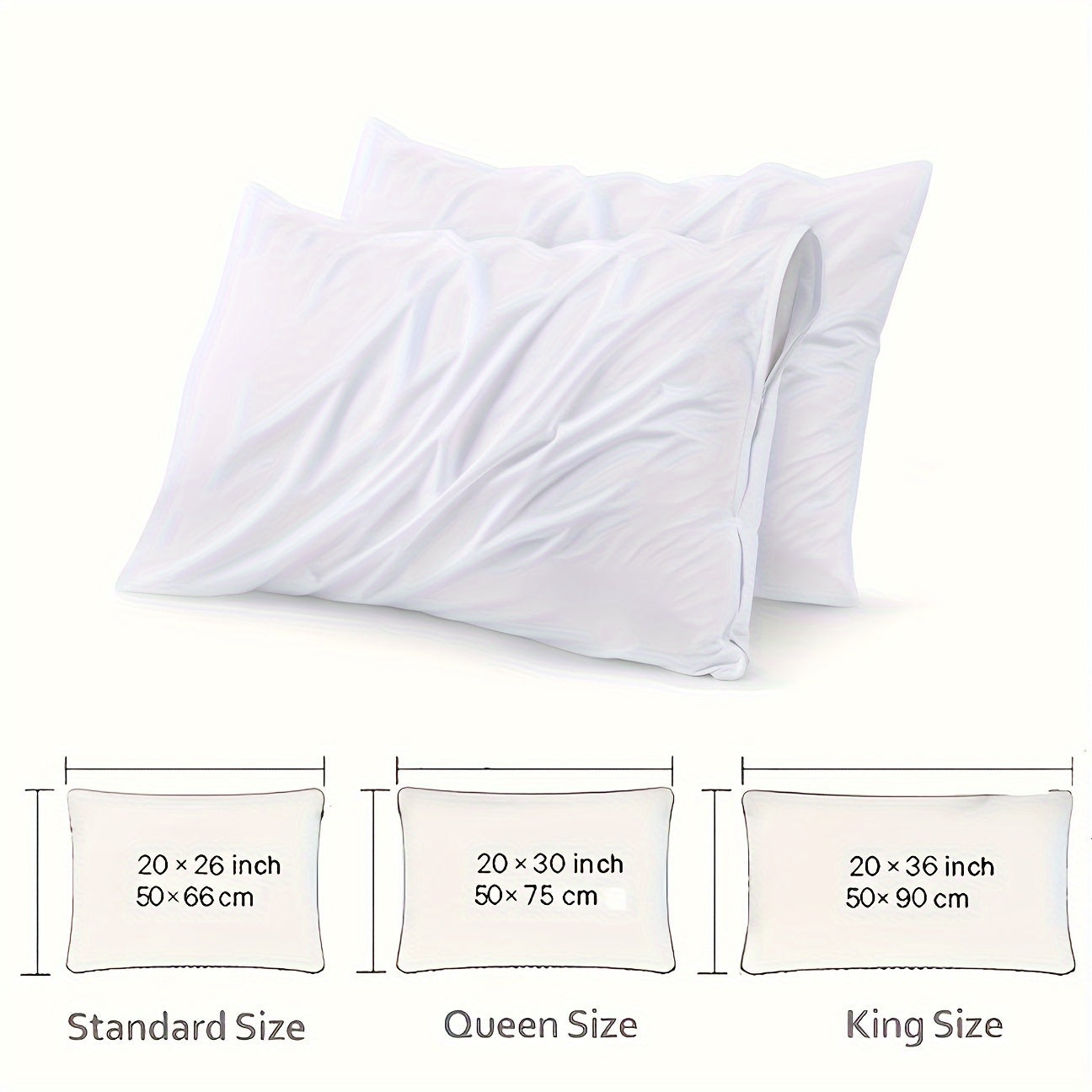 White Zippered Pillow Protectors Set Hotel Quality Breathable Soft 2 Pack