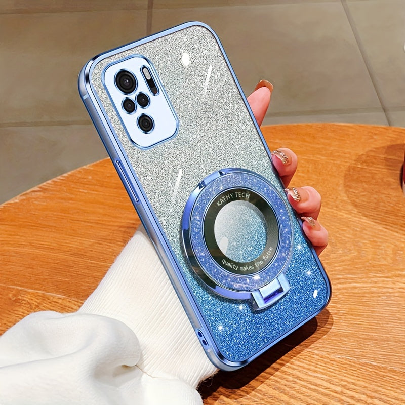 Magnetic Suction Phone Case for Redmi Series with Gradient Flash Powder Shockproof TPU