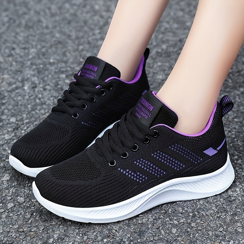 Women's Breathable Lightweight Running Sneakers with Lace-Up Closure and PVC Sole