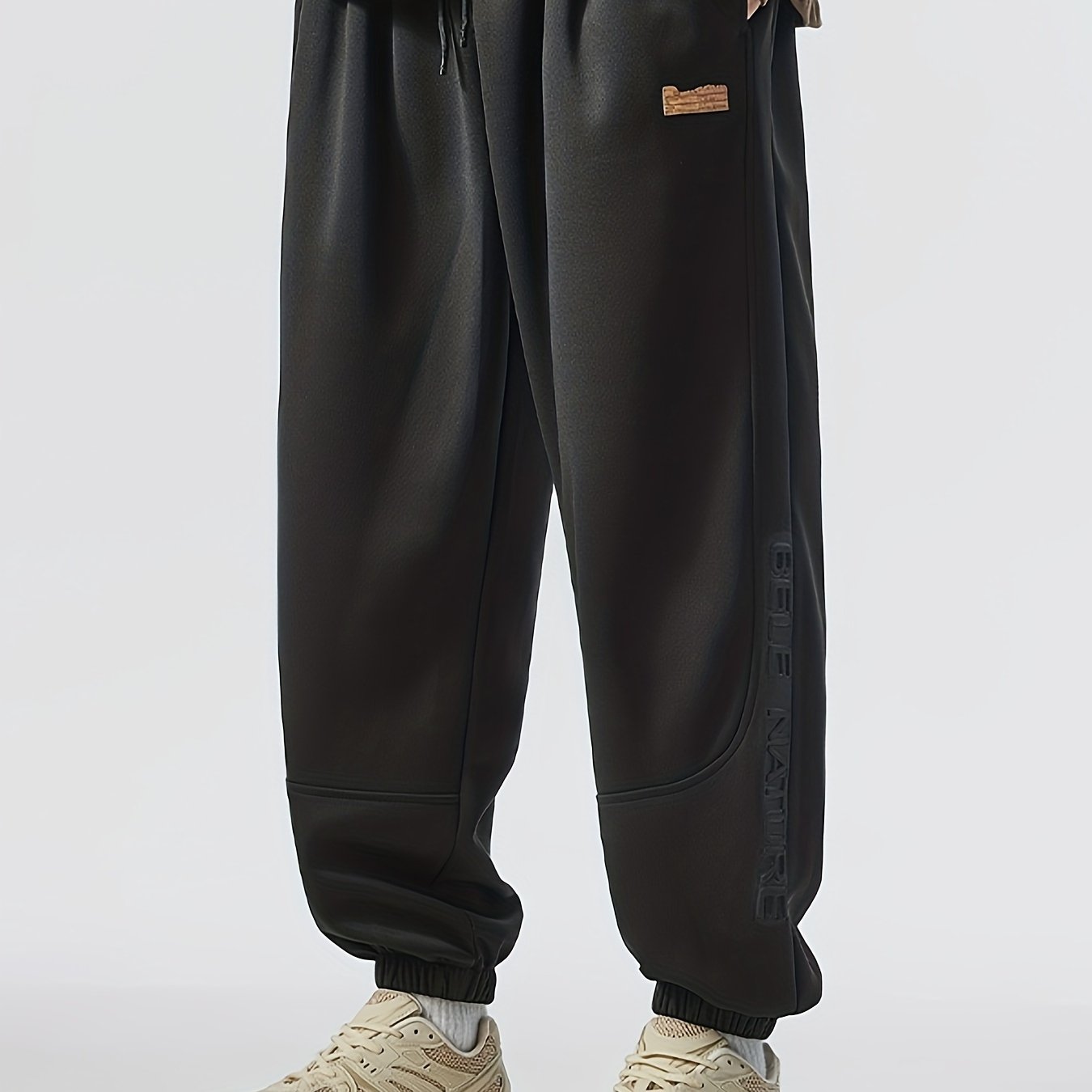 Pantalones deportivos de corte holgado para hombre con patrón geométrico, poliéster elastano, lavado a máquina, tallas grandes