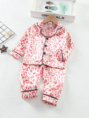 Children's Long Sleeve Leopard Print Pajama Set for Kids 12 and Under