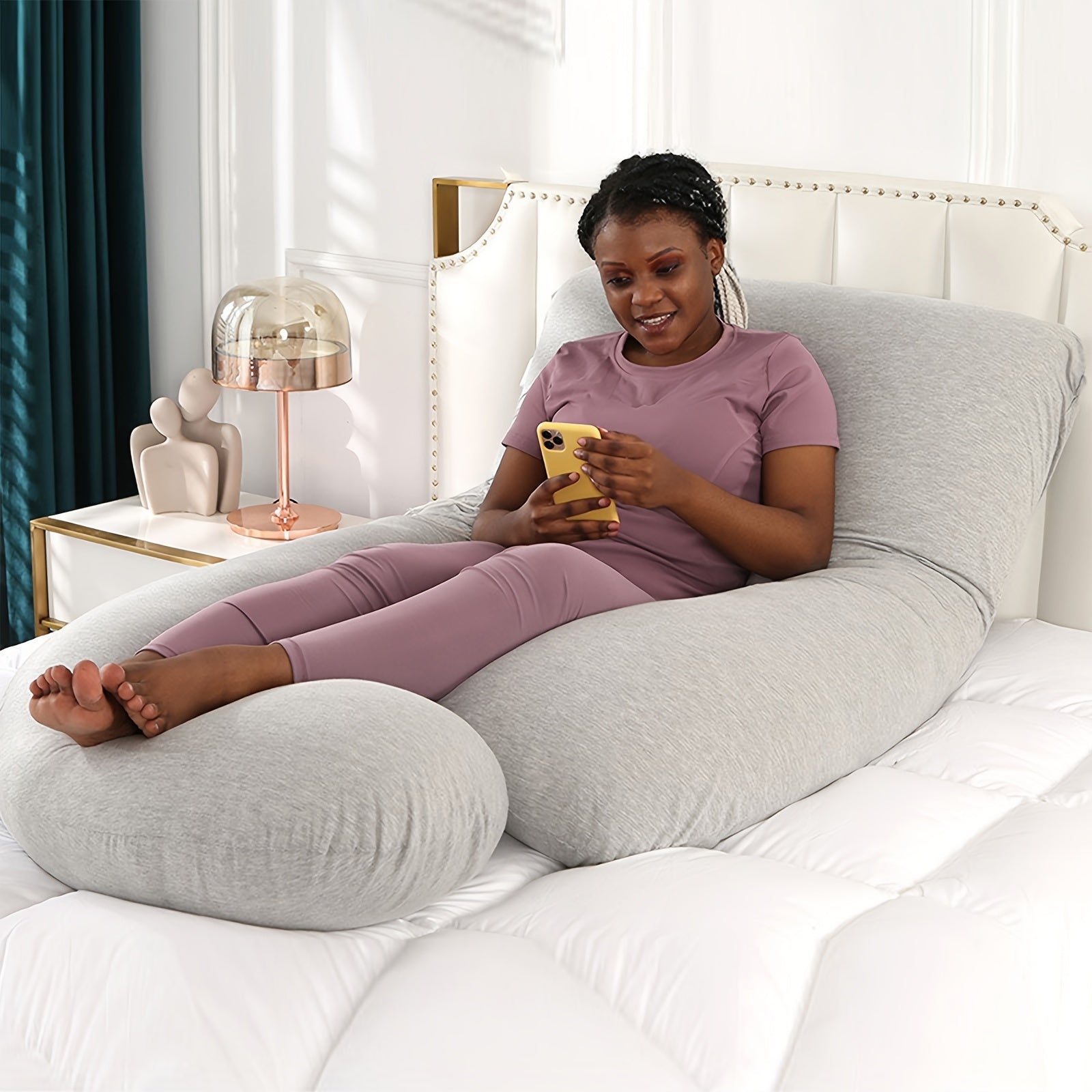 Pregnancy Pillow Full Body Support Cushion with Removable Cover for Side Sleeping