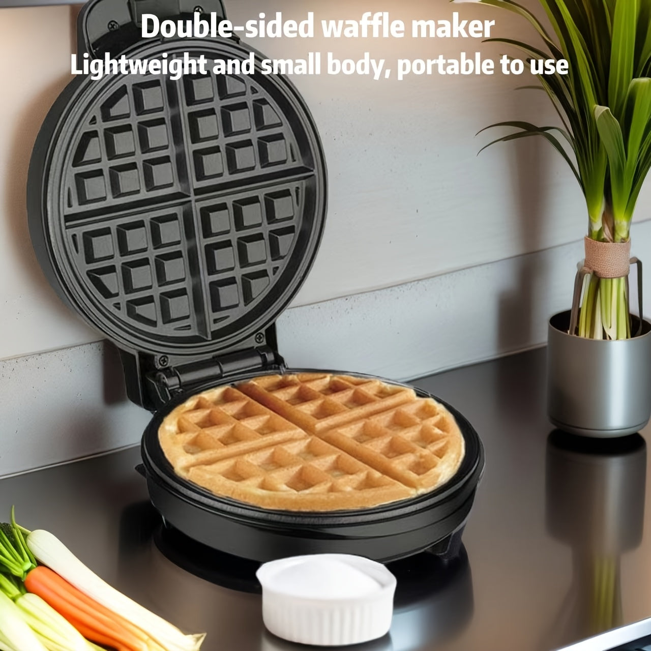 Large Capacity European Waffle Maker for Four Waffles Non-Stick Easy to Clean