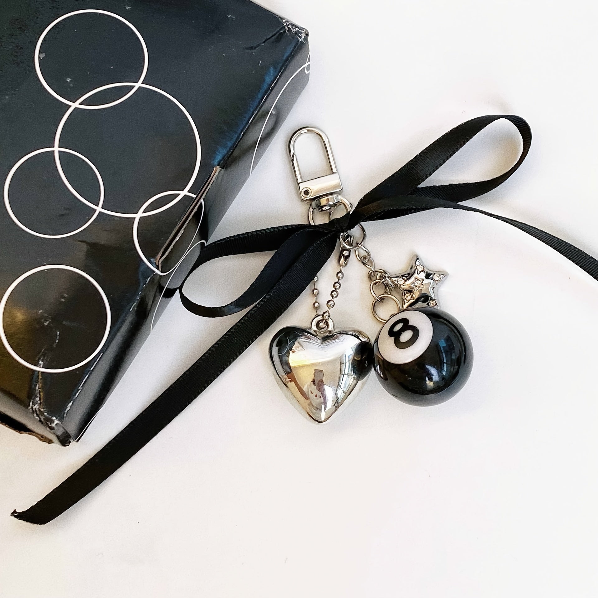 Qora Billiards Design Halloween kalit zanjiri sumka pendenti