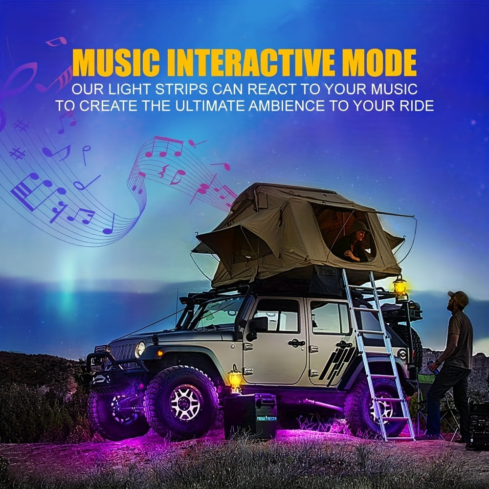 4pcs Car Under Glowing LED Strip Lights Kit App Controlled Music Sync