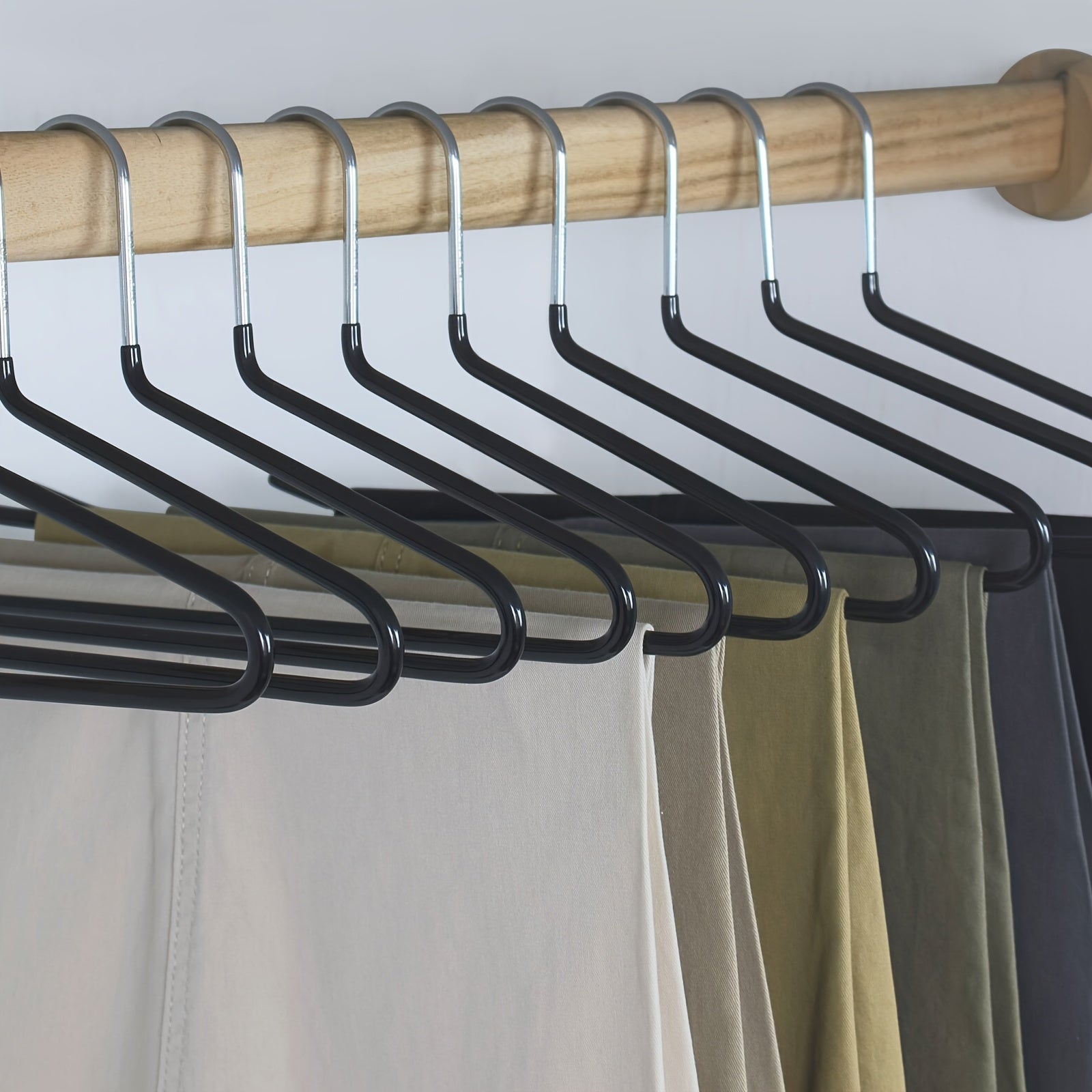 Set of 10 Stainless Steel Hangers Non-Slip Pants Skirt Dress Closet Organizer