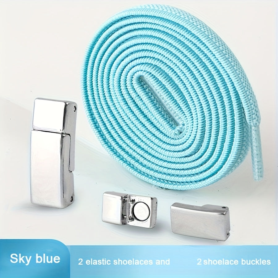 Unisex Metal Magnetic Shoelace Buckle Solid Color Elastic Lace Clip