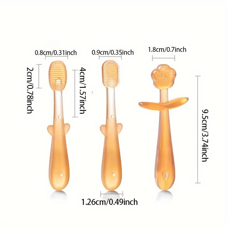 Baby Oral Care Kit for Ages 0-3 Silicone Tongue Cleaner Teething Toy Travel Case