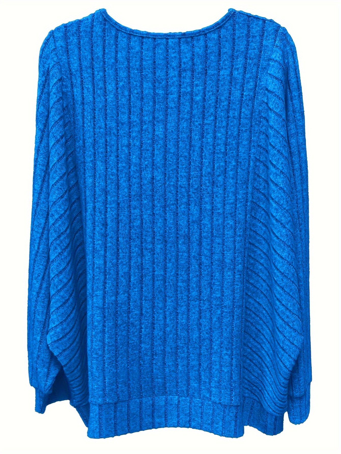 Women's Ribbed Oversized Batwing Sleeve Pullover Crew Neck Casual Sweater