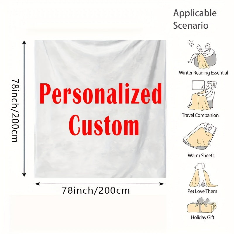 Одеяло из фланели на заказ с вашим собственным фото и текстом - реверсивный микрофибровый плед для всех сезонов, легко чистится, персонализированная цифровая печать для Рождества, Хэллоуина, дней рождения и свадеб - включает 1 одеяло