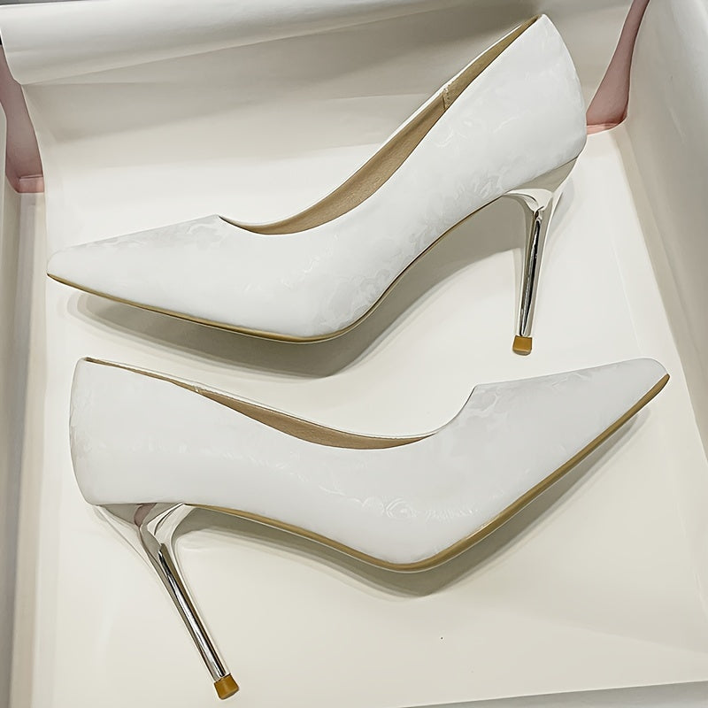 Women's Floral Vintage Pumps Shallow Slip On Elegant Point Toe Dress Shoes