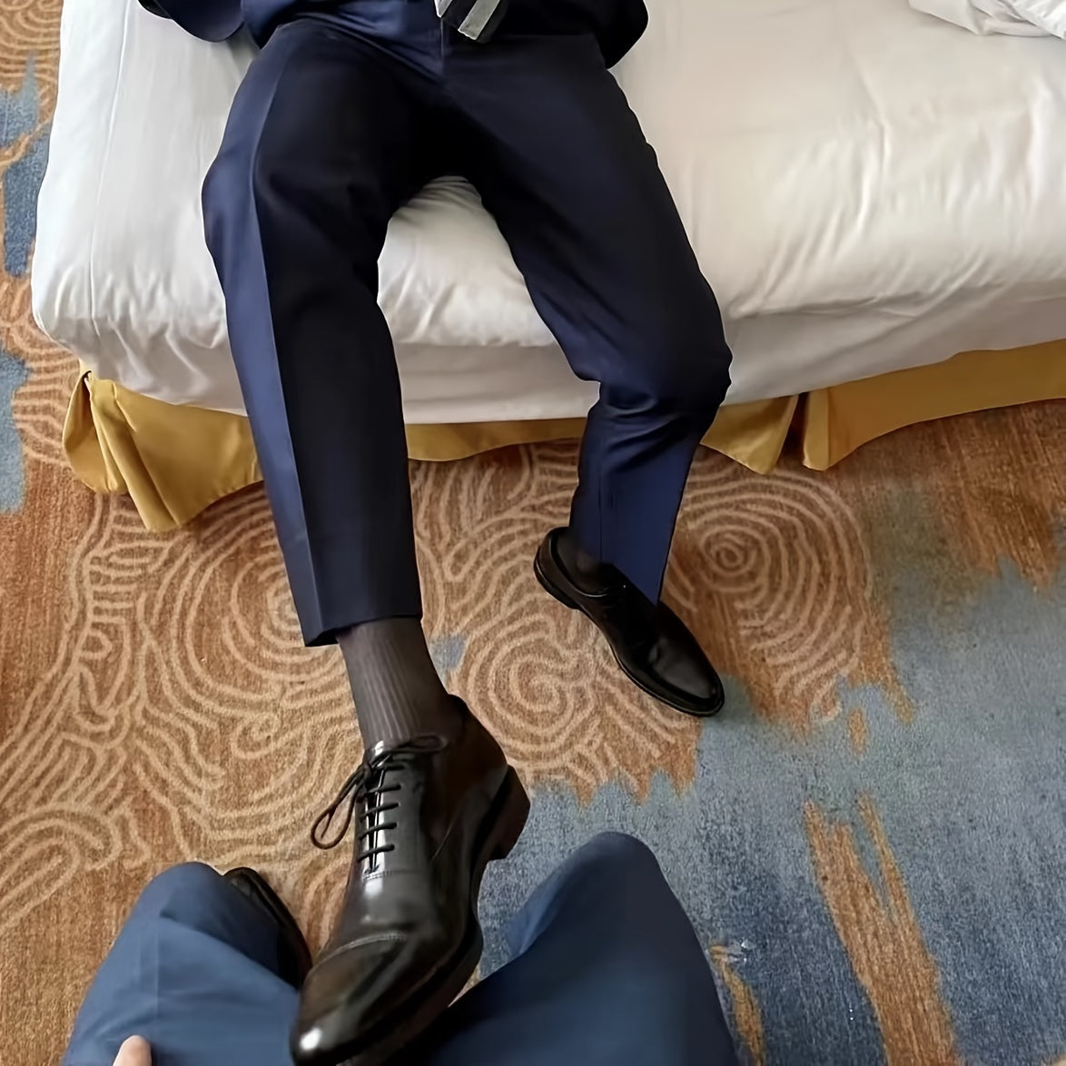 Men's Breathable Striped Knit Socks Thin Polyester Casual Stockings