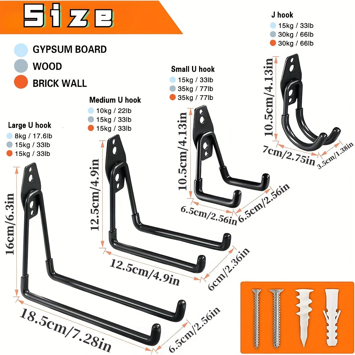 Ganchos de almacenamiento para garaje de uso pesado para herramientas, escaleras, bicicletas, organización interior y exterior