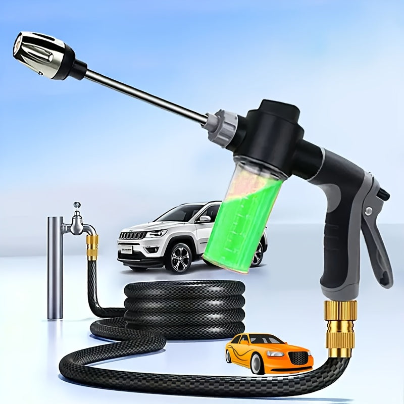 High-Pressure Multi-Function Car Wash Spray Gun with Quick Connect Adapter for Pet and Outdoor Cleaning