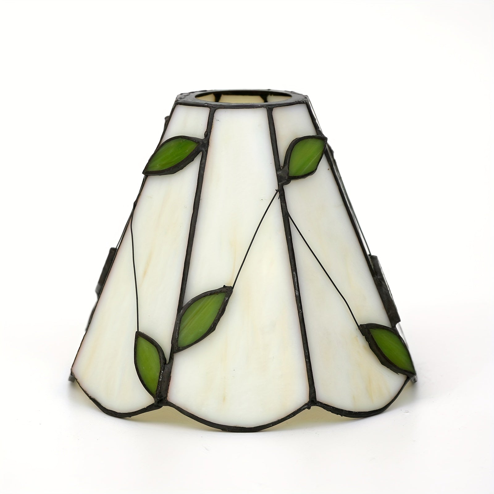 6-Inch Leaf Pattern Handcrafted Stained Glass Lampshade for Pendant and Wall Lighting