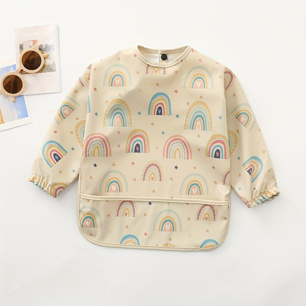 Убедитесь, что ваш ребенок остается чистым и без беспорядка с этим водонепроницаемым нагрудником с длинными рукавами, идеально подходящим для подарков на Хэллоуин, Рождество, День благодарения и Пасху.