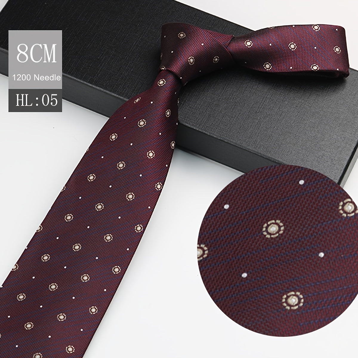 Men's Red Polyester Necktie 8cm Wide for Weddings and Business Events