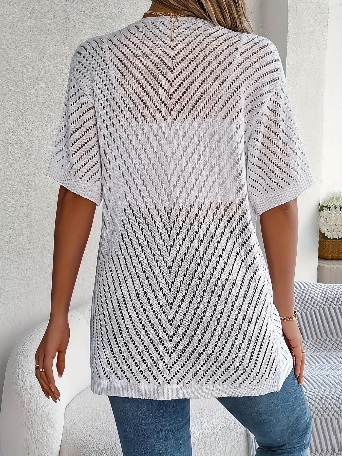 Plus Size Women’s Orange Lightweight Cardigan Short Sleeve Spring Vacation Casual