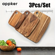 Набор разделочных досок из акациевой древесины, 3 предмета, большие, прочные кухонные доски для нарезки