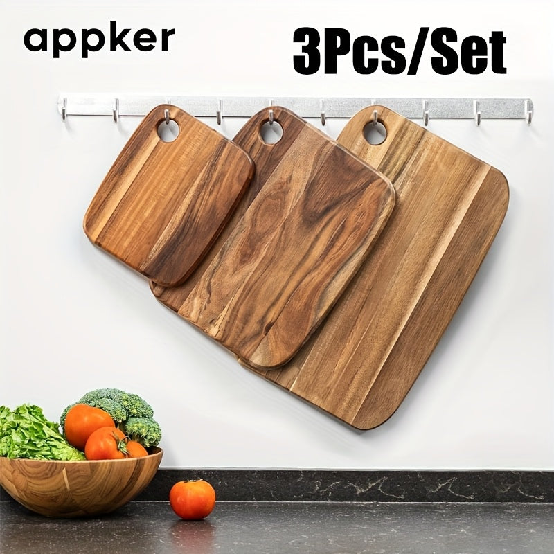 Набор разделочных досок из акациевой древесины, 3 предмета, большие, прочные кухонные доски для нарезки