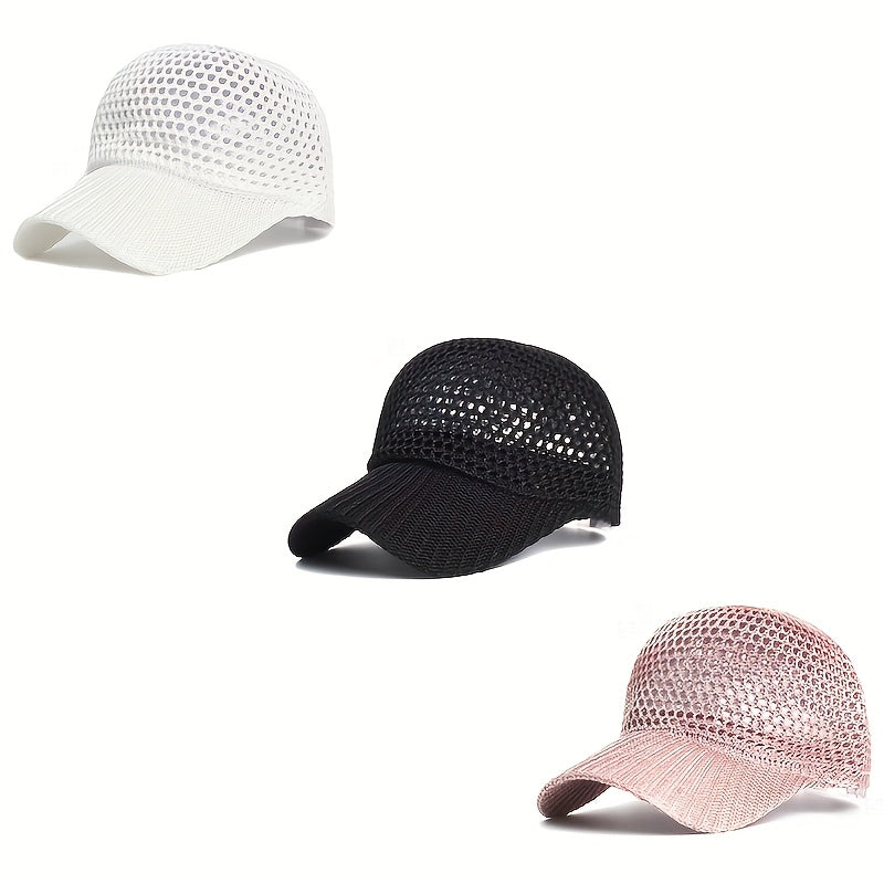 Unisex Mesh Baseball Cap Adjustable Stretch Fit Sun Hat Outdoor Ventilated
