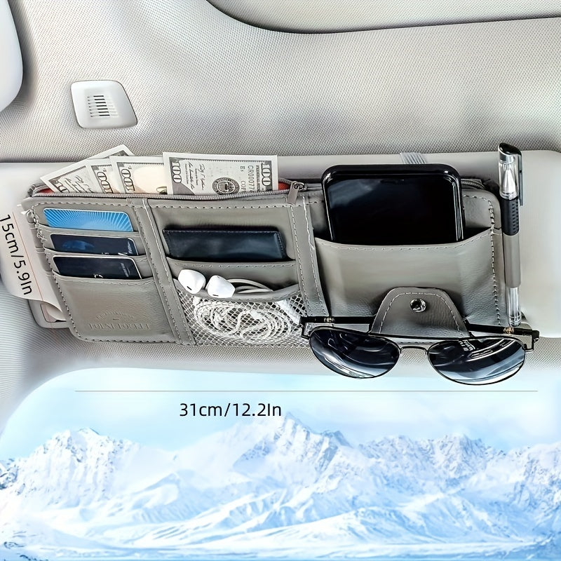 Car Sun Visor Organizer Multi-Functional Storage Bag Sunglasses Holder with Zipper