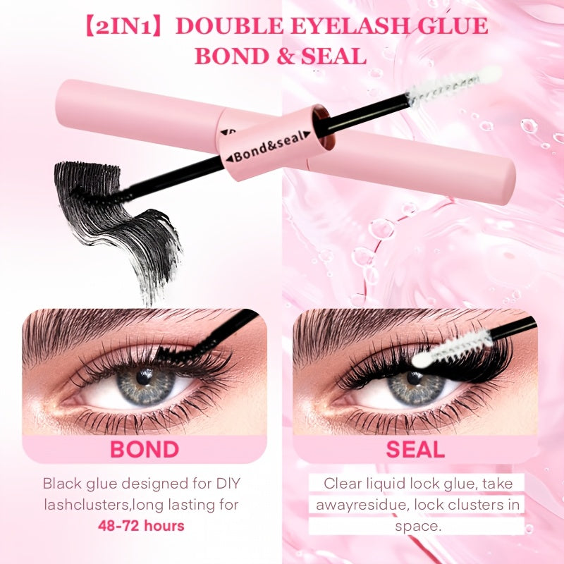 DIY Eyelash Extension Kit with 800 D-Curl Doll Cross Cluster Lashes 9-16mm with Tools