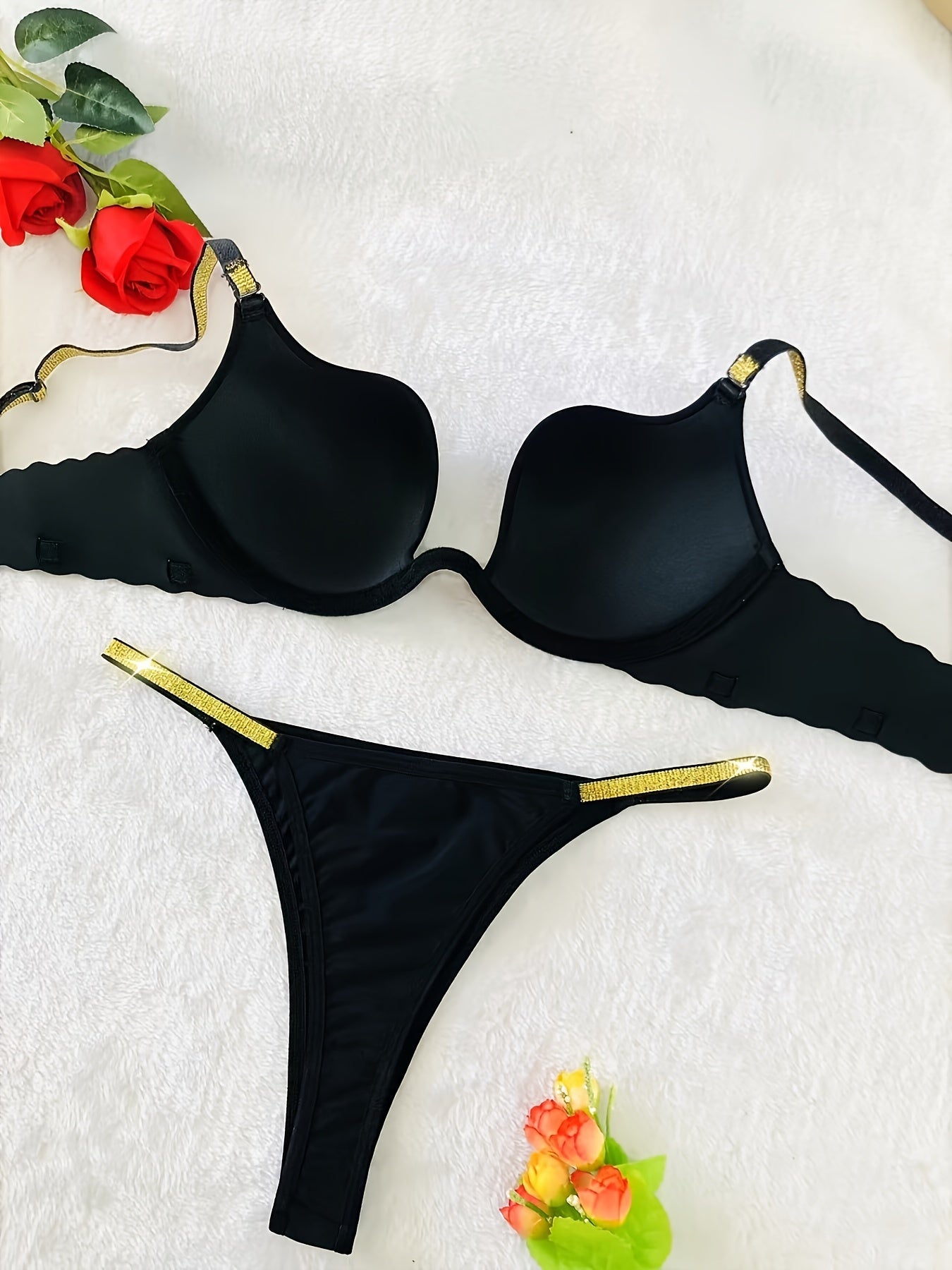 Women’s Lace Lingerie Set with Glitter Bra and Panty