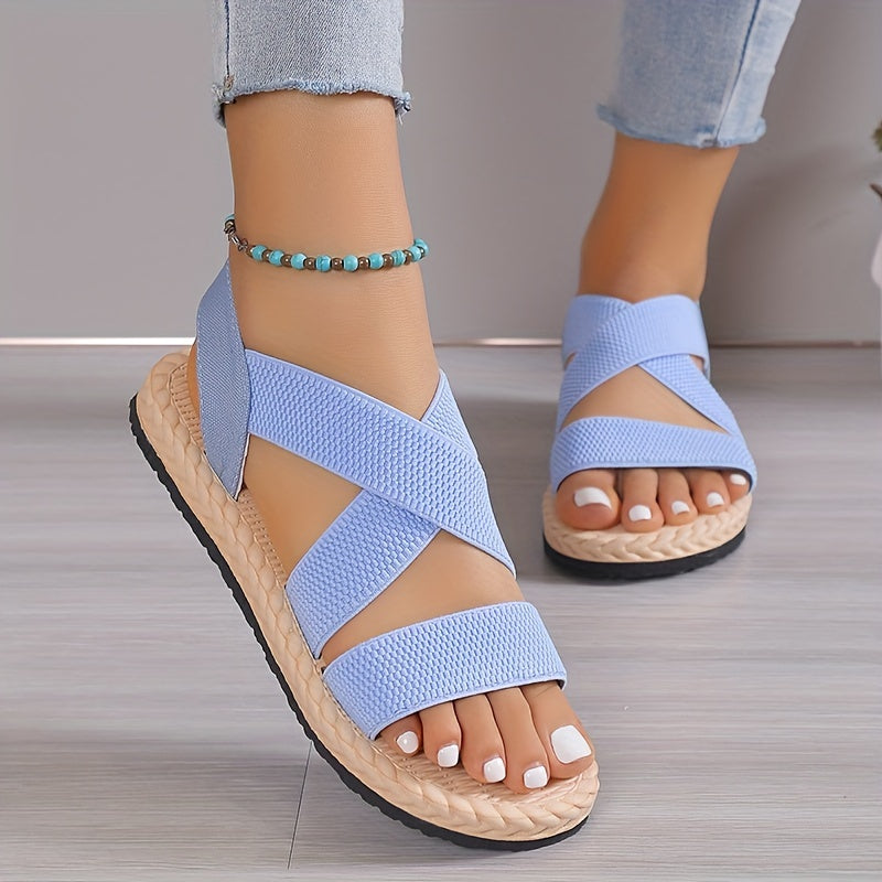 Women Casual Flat Heel Sandals Ankle Strap Slip-On Summer Beach Shoes