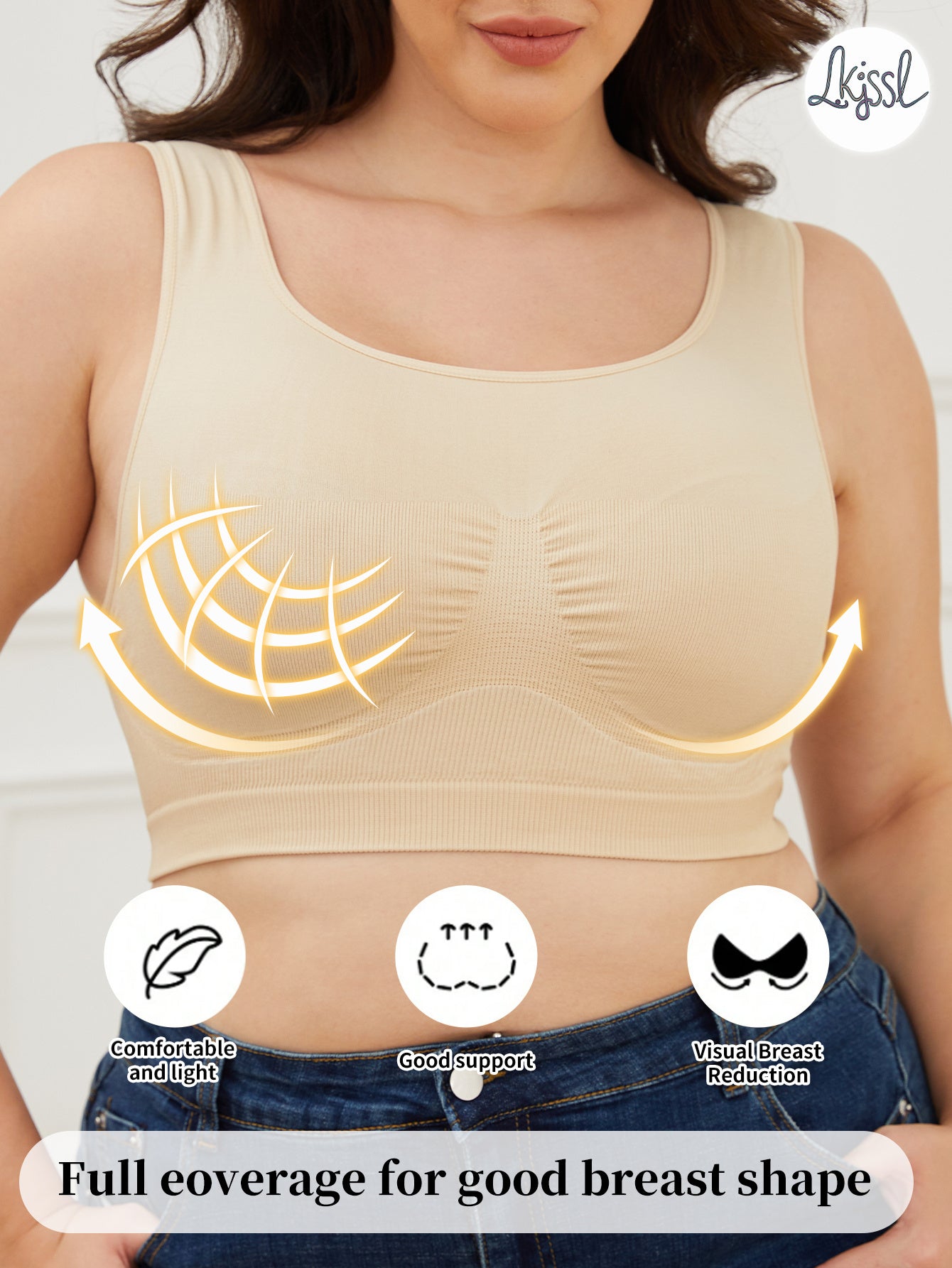 Women's Plus Size Seamless High-Elasticity Push-Up Sports Bra No Underwire