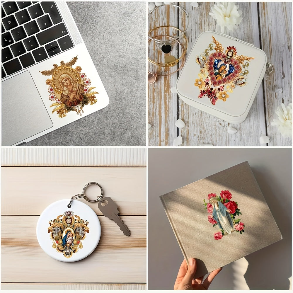 Set of 12 UV DTF Vinyl Stickers Virgin Mary Christian Designs for Coffee Mugs