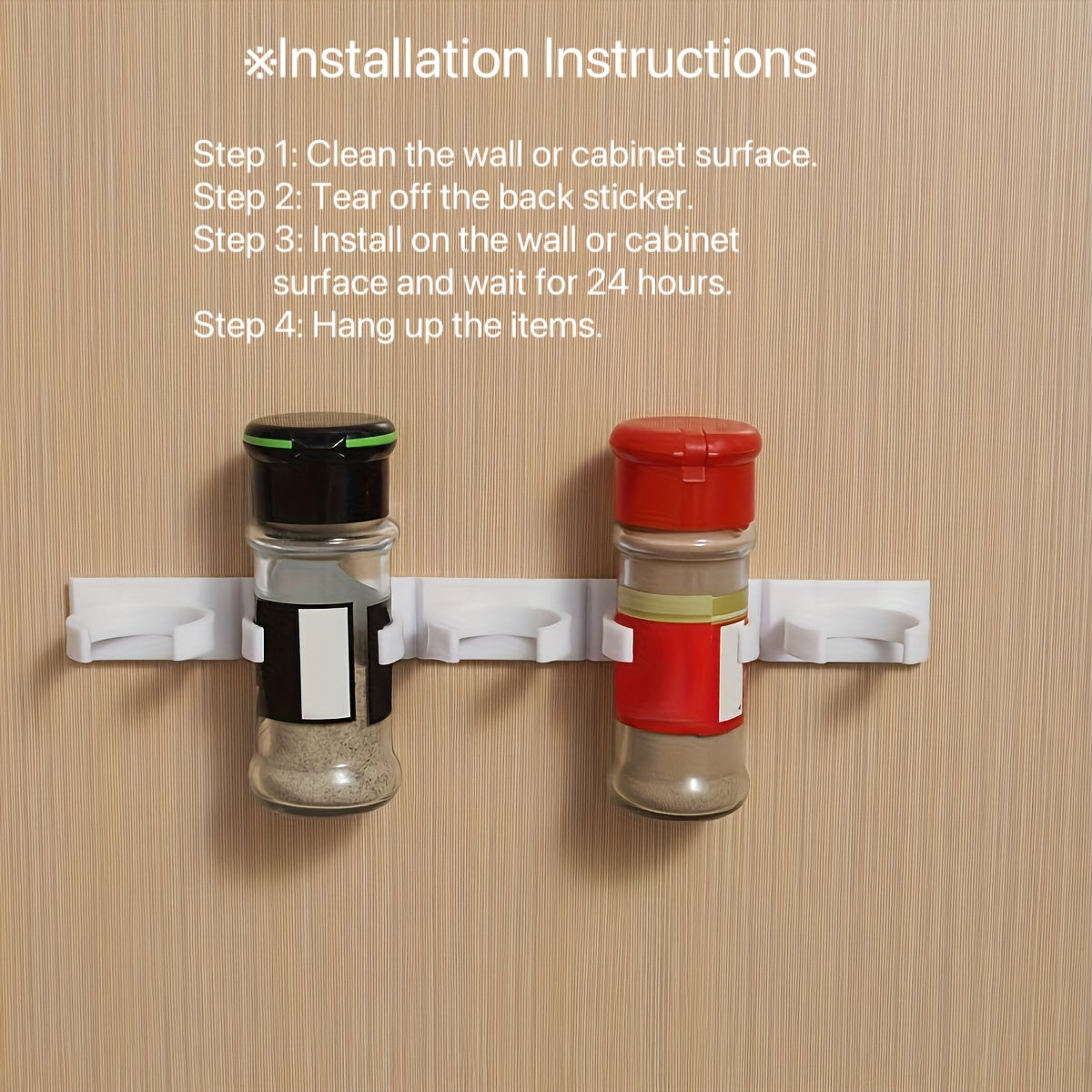 Set of 10 Large Capacity Spice Racks Wall Mounts Kitchen Organizer Plastic