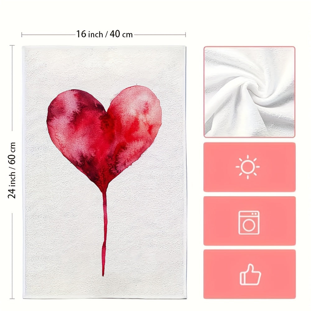 Juego de 2 toallas de cocina suaves con diseño de corazón, 40x60cm, absorbentes, aptas para lavadora