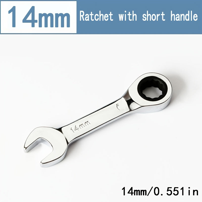 Mini Two-Way Ratchet Wrench, 72 Tooth, Metal Open-End, Durable Rust-Proof
