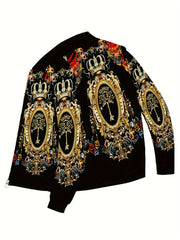 Men's Large Printed Casual Softshell Jacket Polyester Zipper Pocket All Over Print