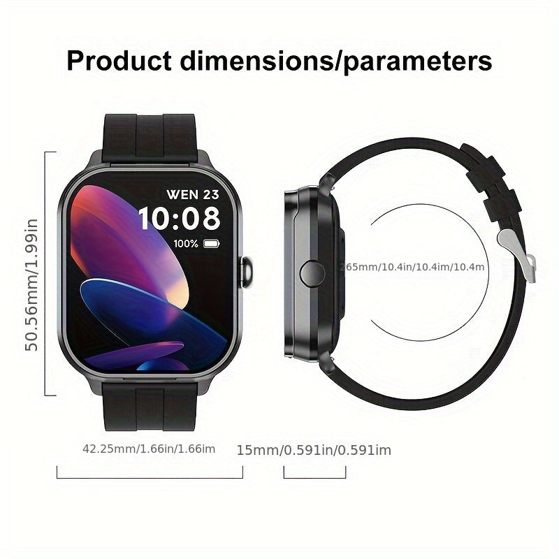 2-in-1 Smart Watch with TWS Earbuds Wireless Charging Large TFT Screen Square Alloy Case Interchangeable Straps Weather Call Date Features