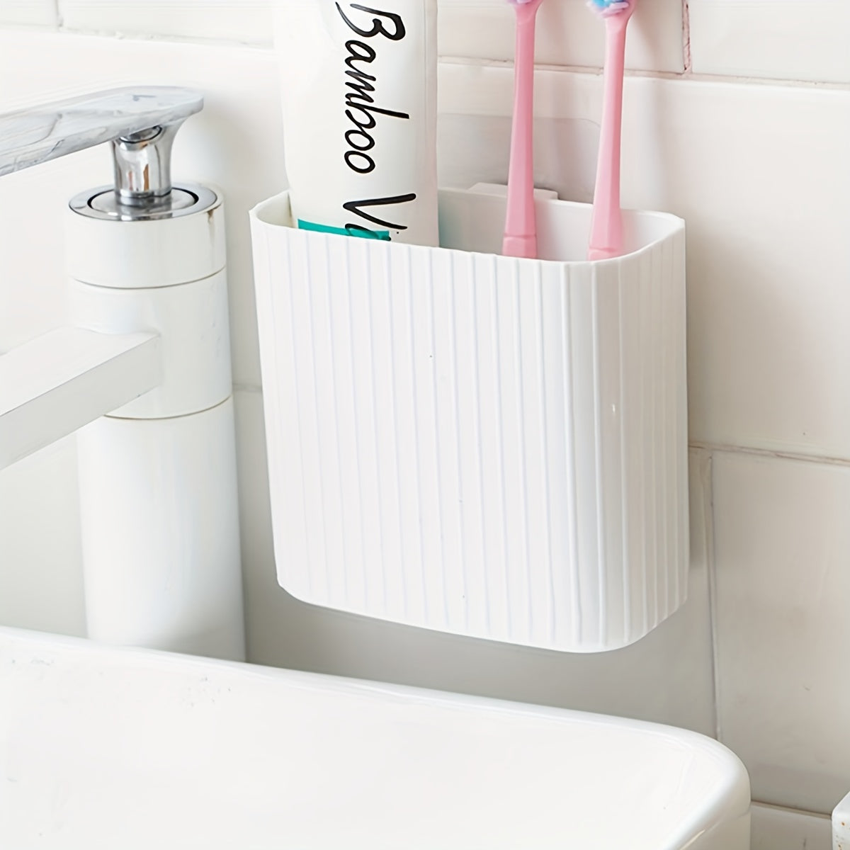 Organizador de almacenamiento para cepillos de dientes de montaje en pared para baño, cocina, dormitorio, oficina