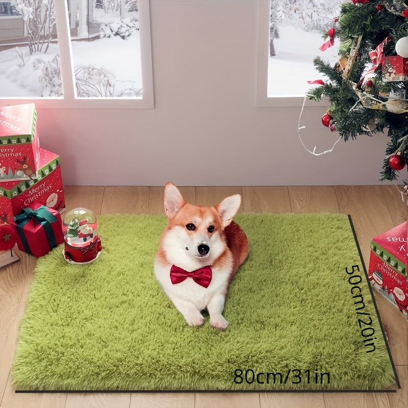 Yotoqxona va yashash xonasi dekoratsiyasi uchun O'simlik yashil rangdagi super yumshoq shaggy gilam - bolalar va qizlar uchun zamonaviy ichki mo'ynali maydon gilami, yotoqxona va uylar uchun ideal