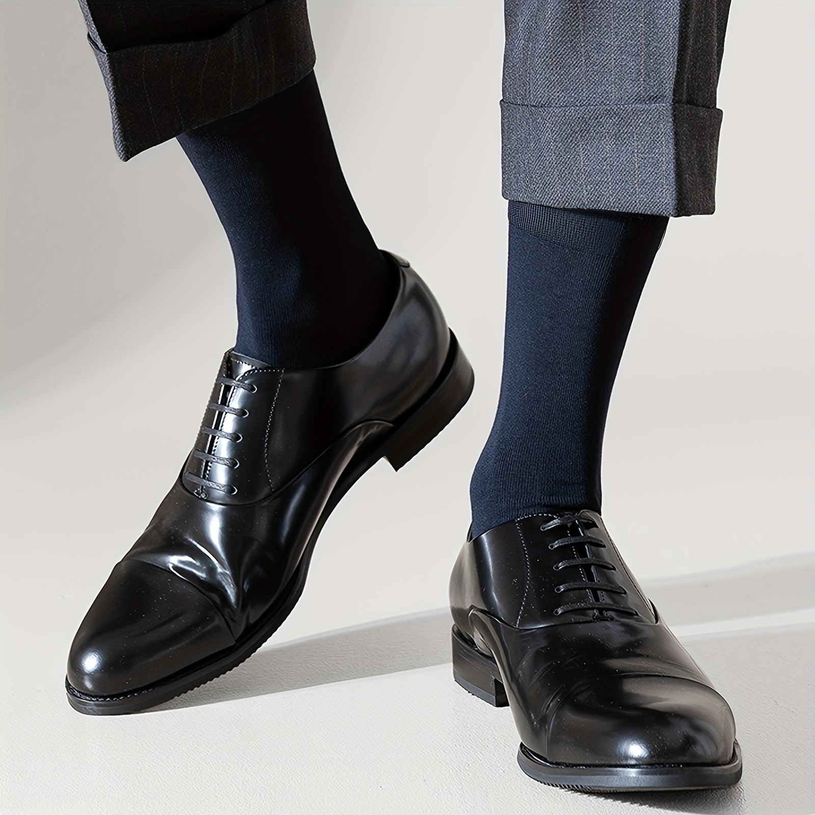 Men's Business Socks 15 Pairs Cotton Blend Solid Color Breathable Dress Socks