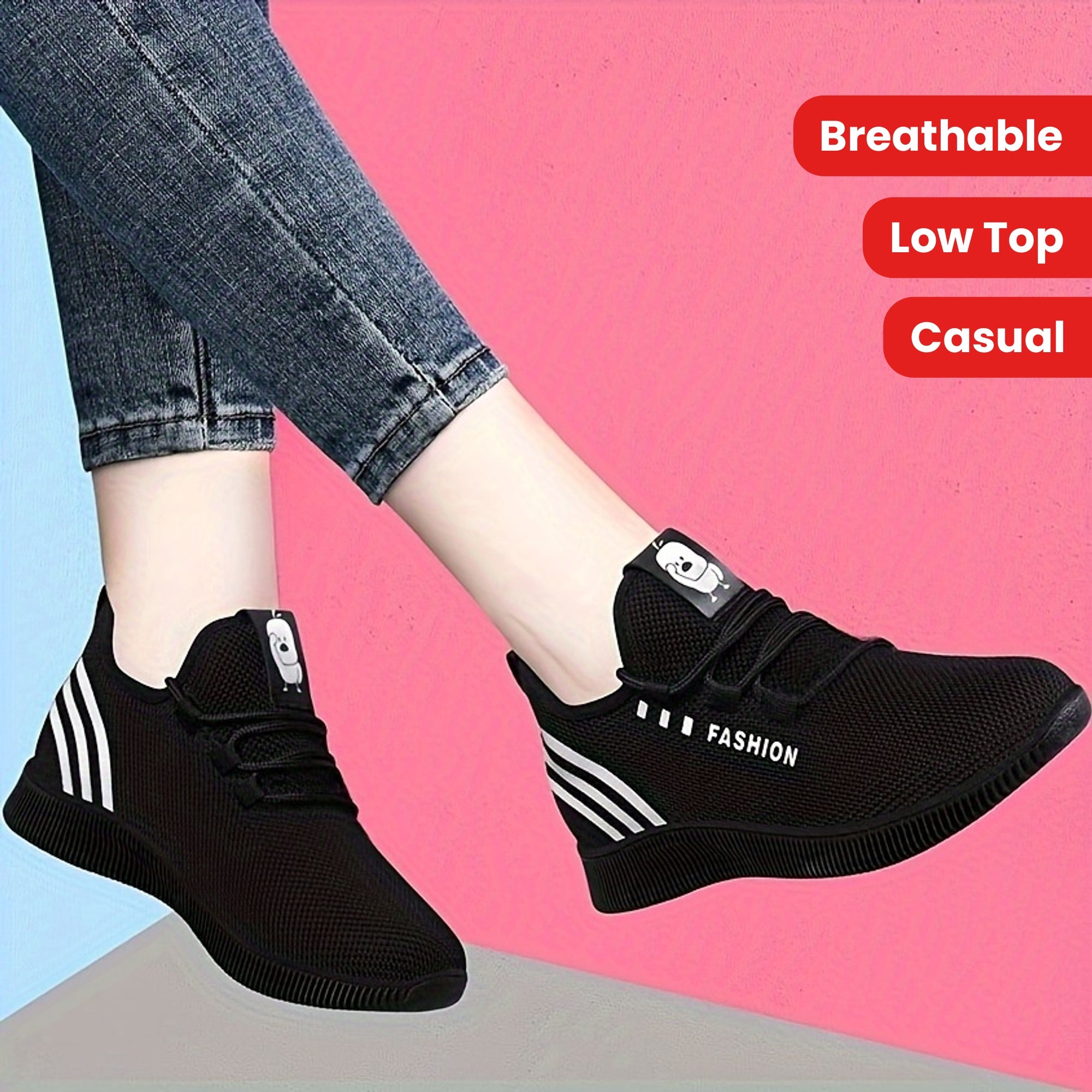 Women's Knitted Running Shoes Breathable Low Top Sneakers Casual Trainers