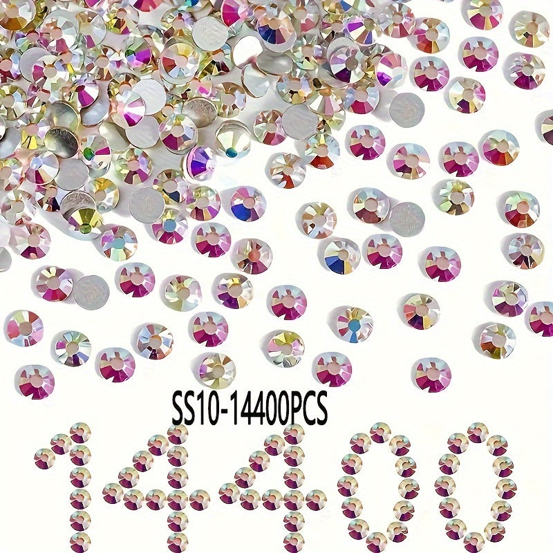 14400 Shisha Kristalli Flatback Rhinestones uchun Tirnoq San'ati, kiyim-kechak, poyabzal, sumkalar SS3 dan SS34 gacha