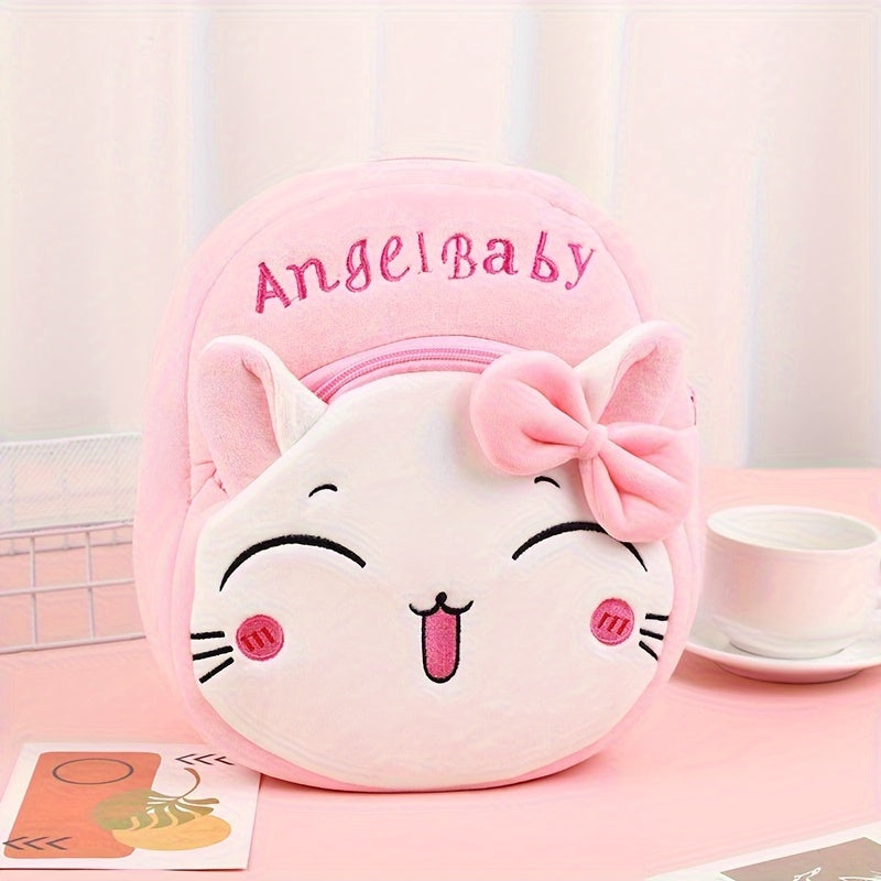 Kids' Plush Animal Backpack Set with Zipper Closure for Ages 3 and Up Bunny Panda Cat