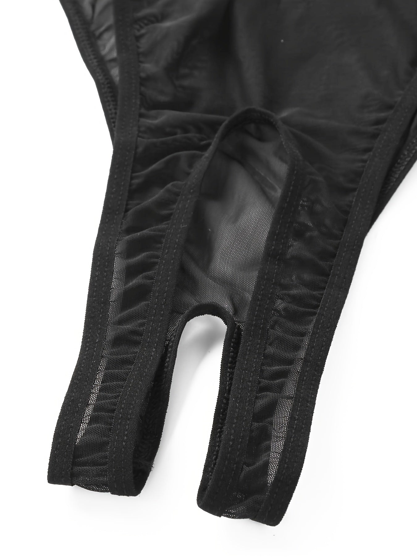 Teddy de malla sin espalda y sin entrepierna con borlas y cubre pezones sexys, lencería