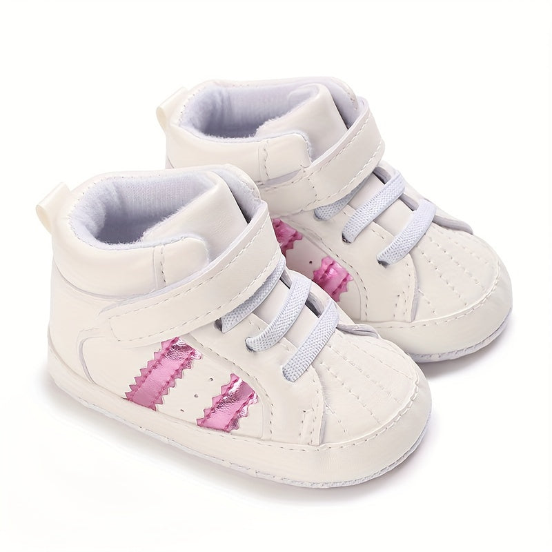 Infant Boys Non-Slip Striped Crib Shoes with Embroidered Moire Pattern