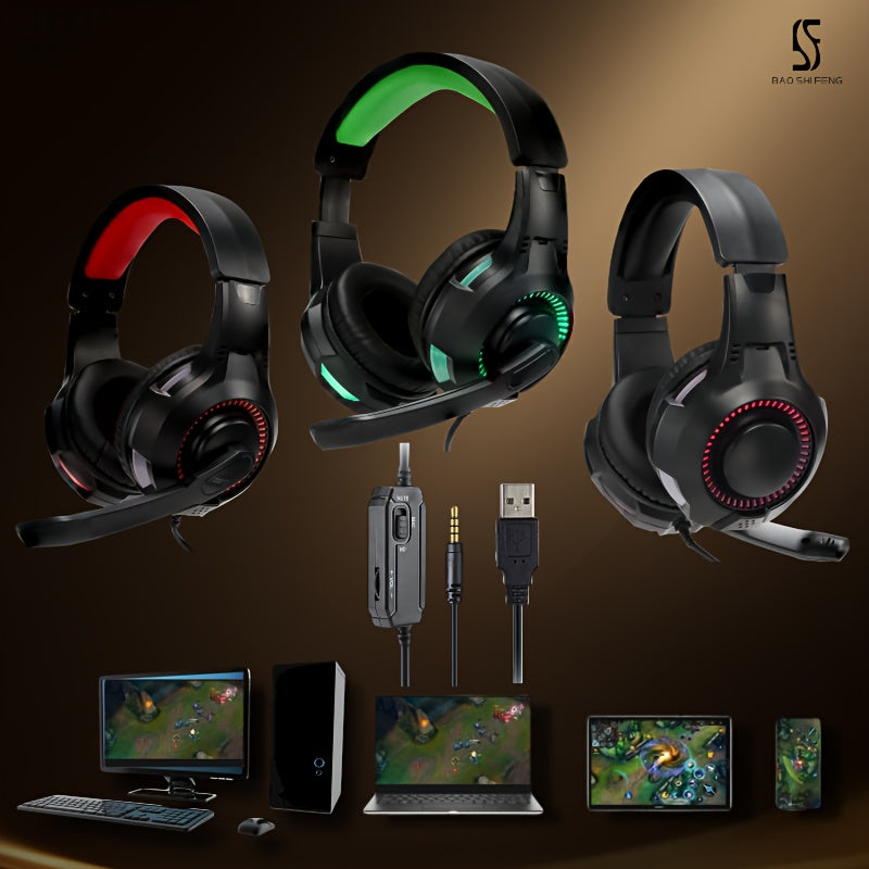 Anime Gaming Headset with Microphone 7.1 Surround Sound Noise Isolating Ear Cups Wired 3.5mm for Desktop Laptop Console