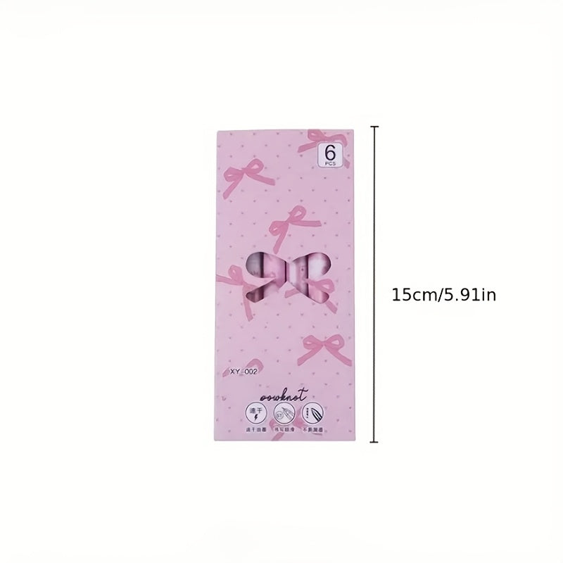 Set of 6 Pink Bowknot Gel Pens 0.5mm Fine Point for Office and School