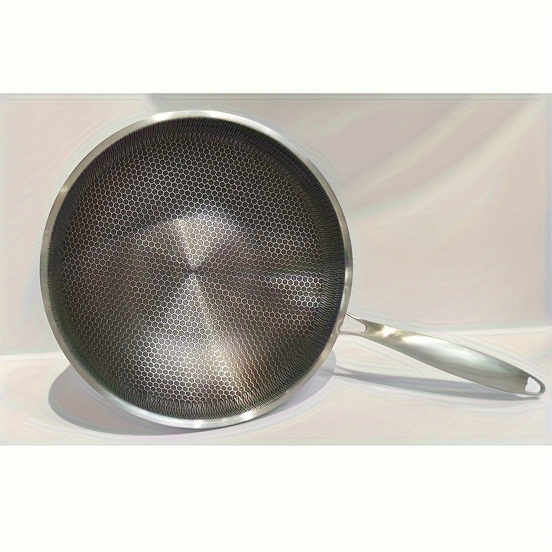 Stainless Steel Wok with Honeycomb Non-Stick Coating for Gas and Induction Stoves