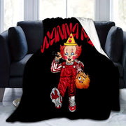 Modern Clown Design Flannel Throw Blanket Soft Cozy Geometric Pattern Machine Washable