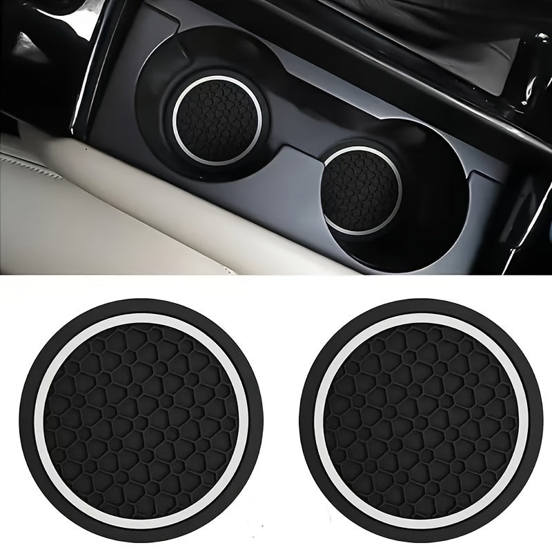 2PCS Car Coasters Honeycomb Pattern Non-slip Dustproof Drink Holder Protector
